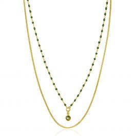 ZINZI Gold Plated Zilveren Multilook Ketting Met Gourmet En Groene