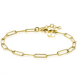 ZINZI Zilveren Armband In 14K Geel Verguld Met Trendy Paperclip