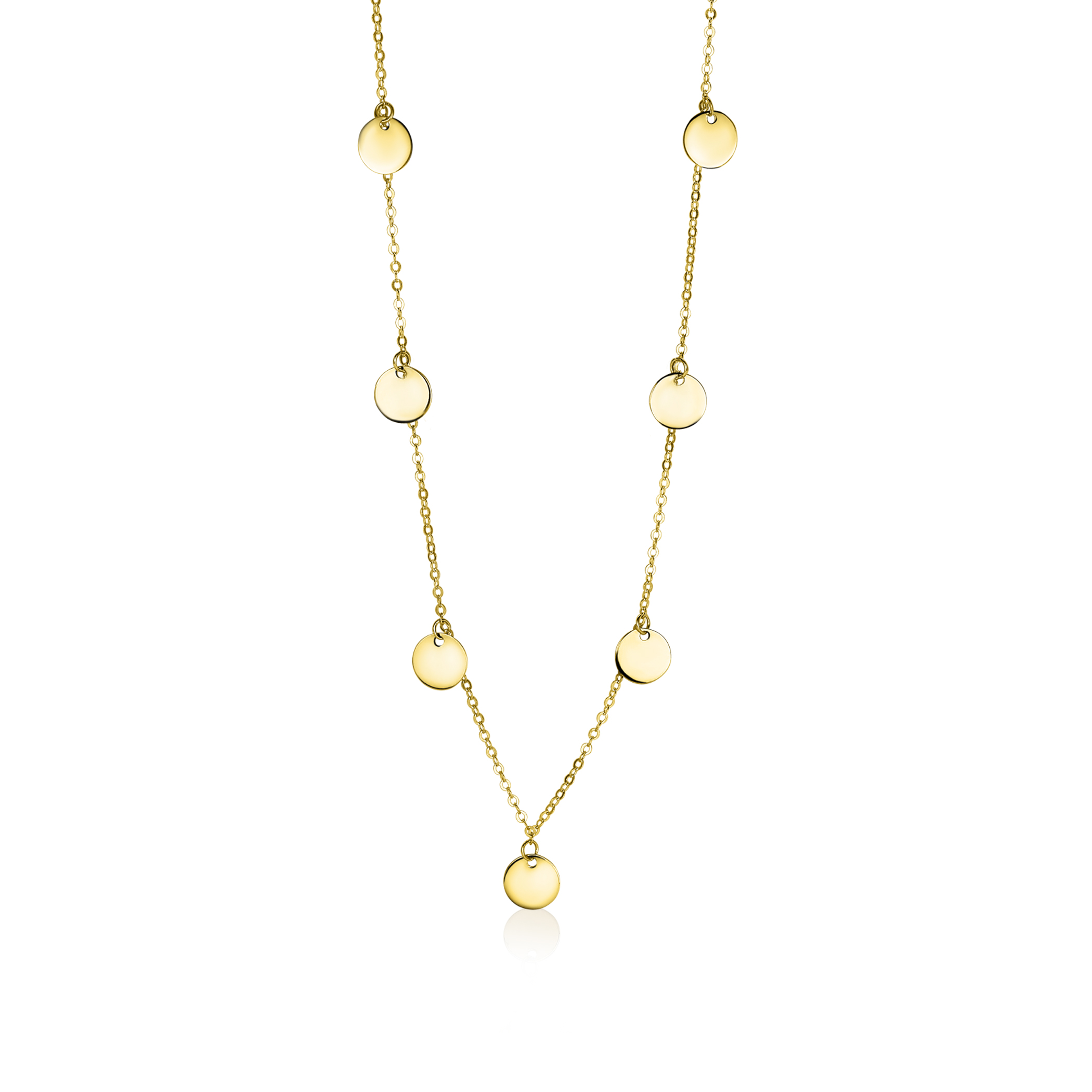 ZINZI Gold 14 karaat gouden collier met 7 rondjes 45cm ZGC167