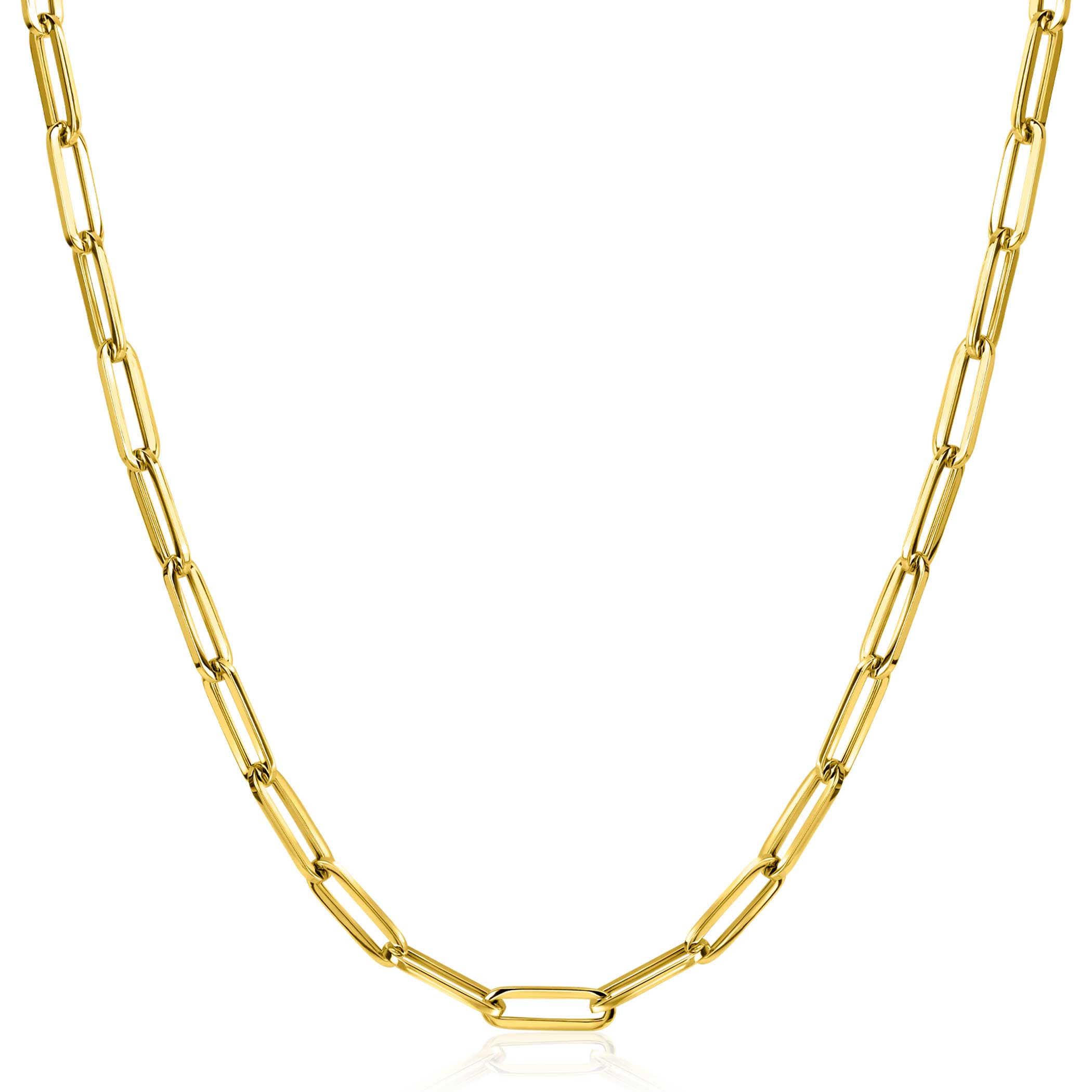 ZINZI Gold 14 krt gouden closed for ever schakelketting 4,5mm breed 43cm ZGC453
