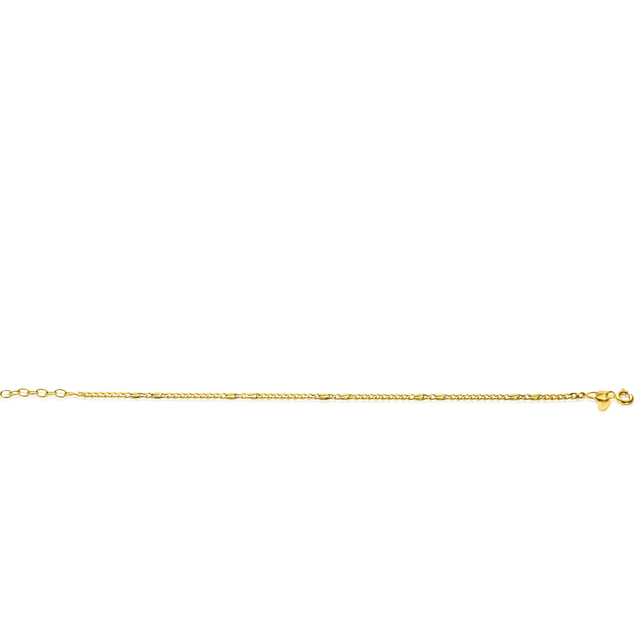 ZINZI Gold 14 karaat gouden massieve gourmet armband met valkenoog schakels 2mm breed 17-19cm ZGA498
