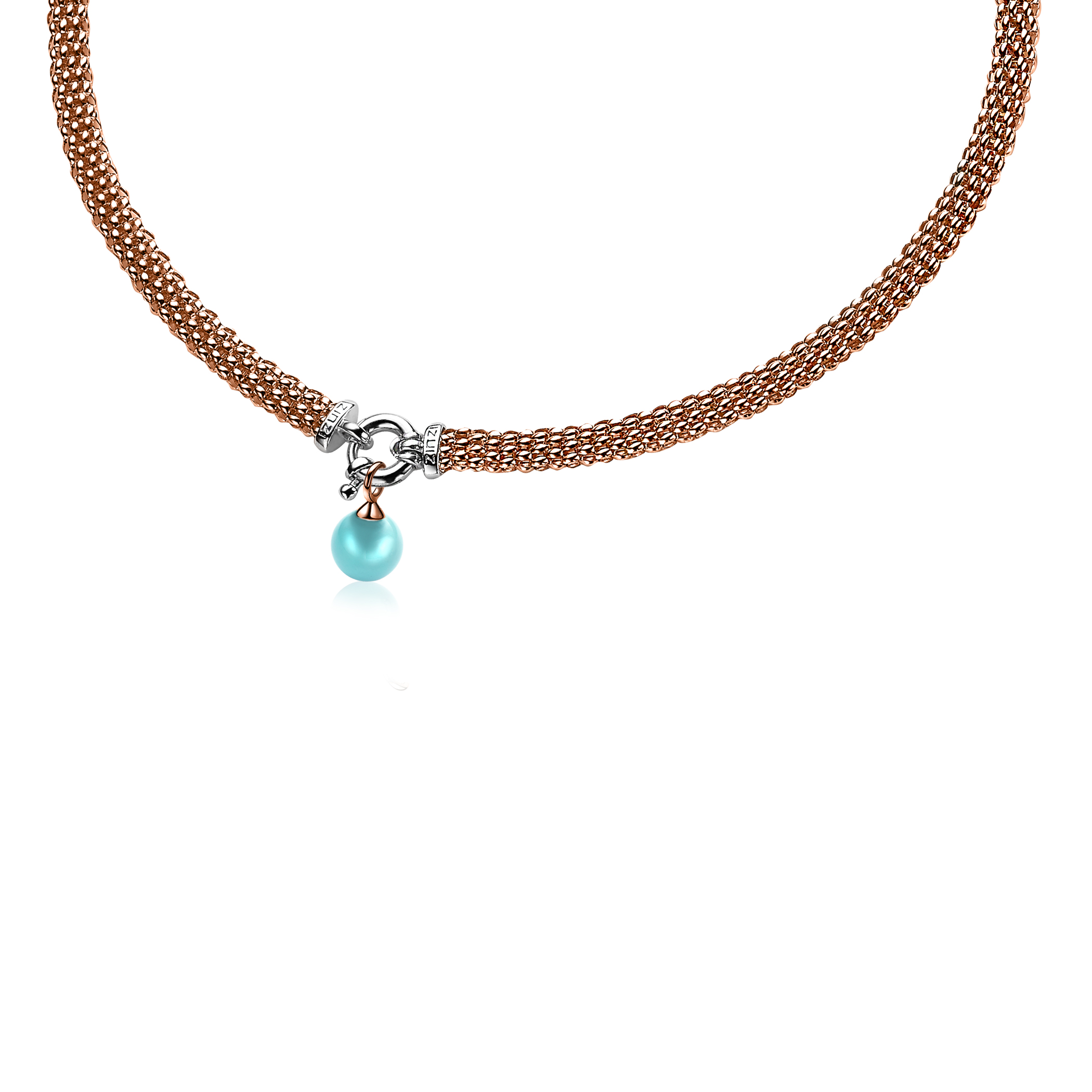 ZINZI zilveren schakelcollier rosé verguld 45cm ZIC1289R