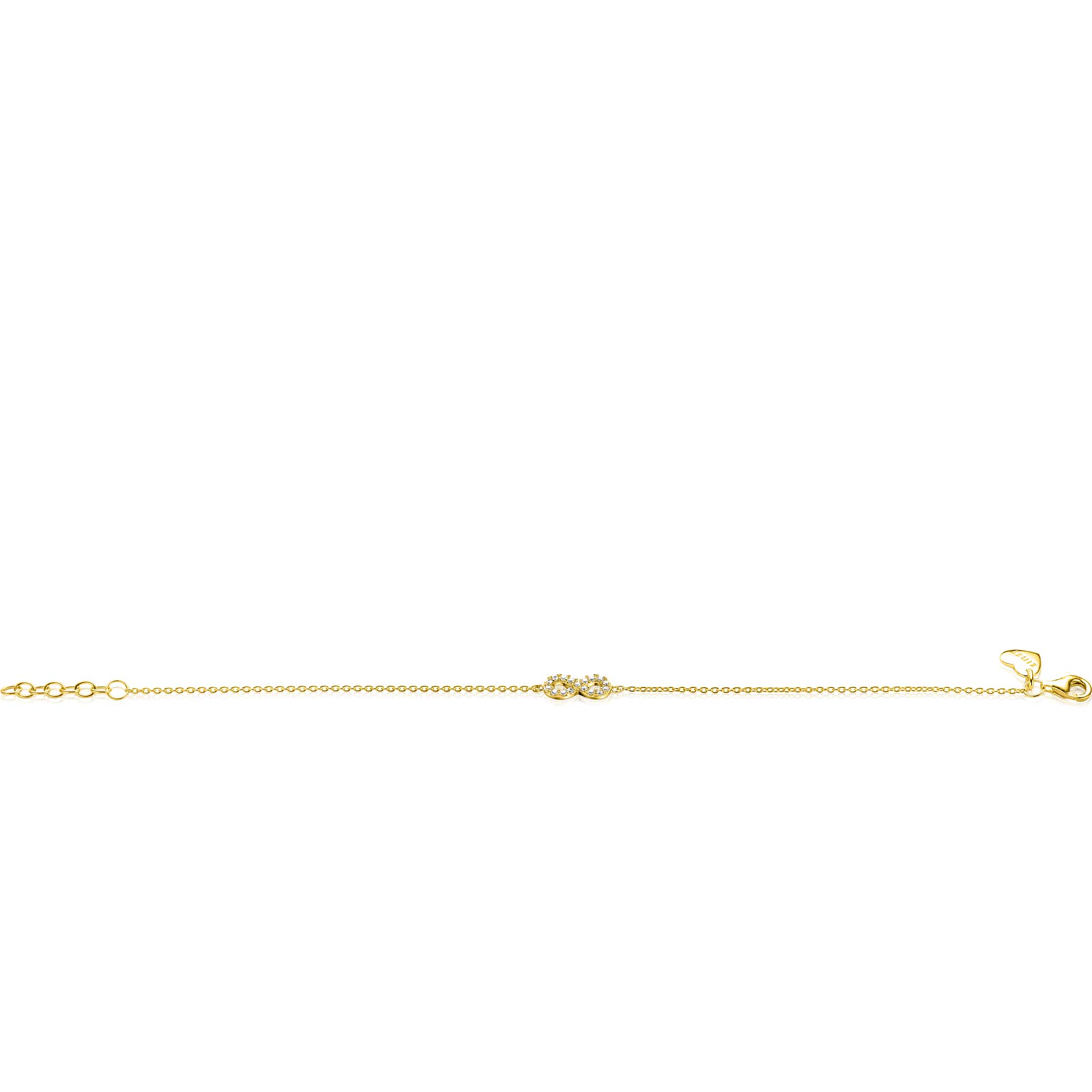 ZINZI gold plated zilveren armband met Infinity teken, vol bezet met witte zirconia's 17-19cm ZIA2597Y