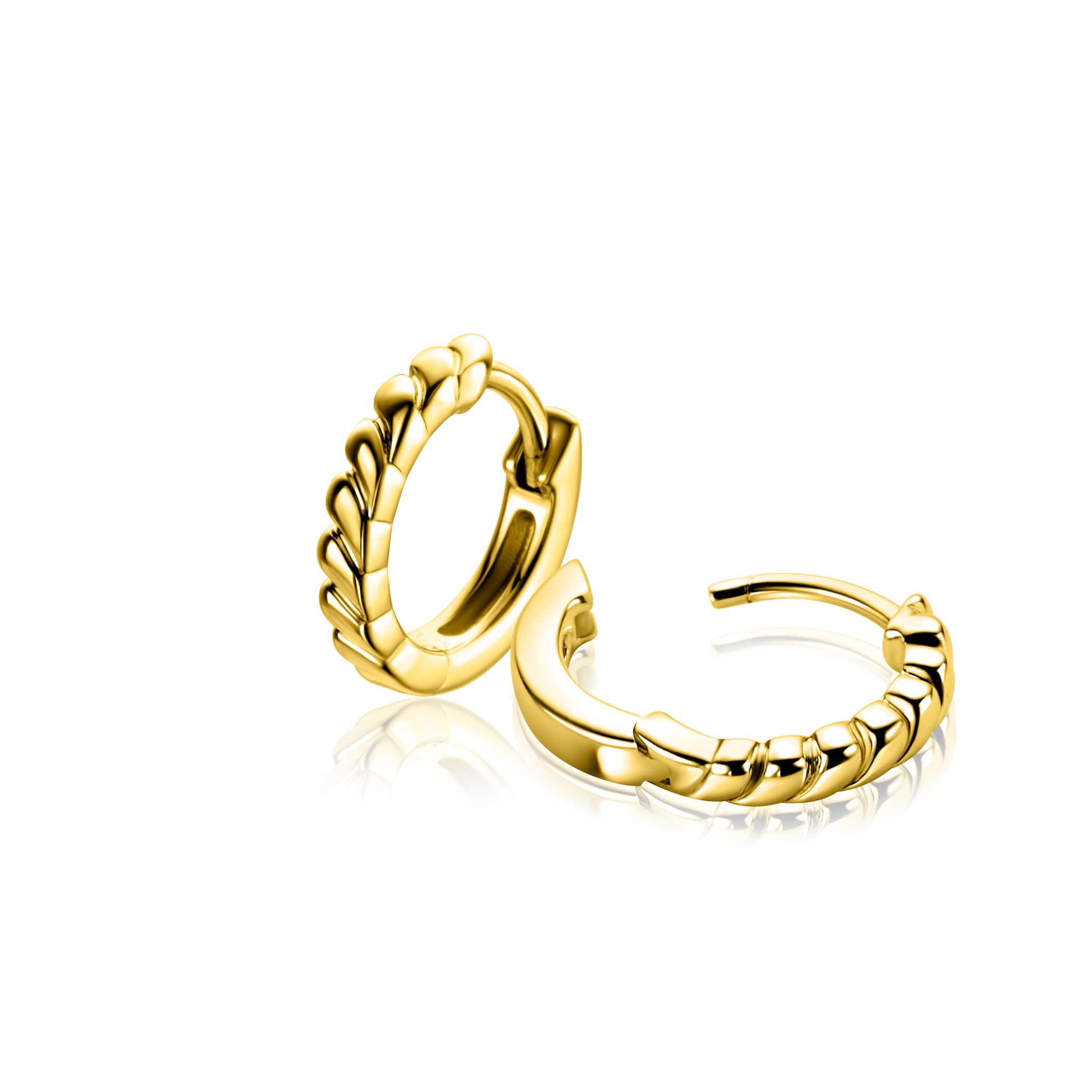 14mm ZINZI gold plated zilveren oorringen met kleine druppels en luxe klapsluiting ZIO2688G