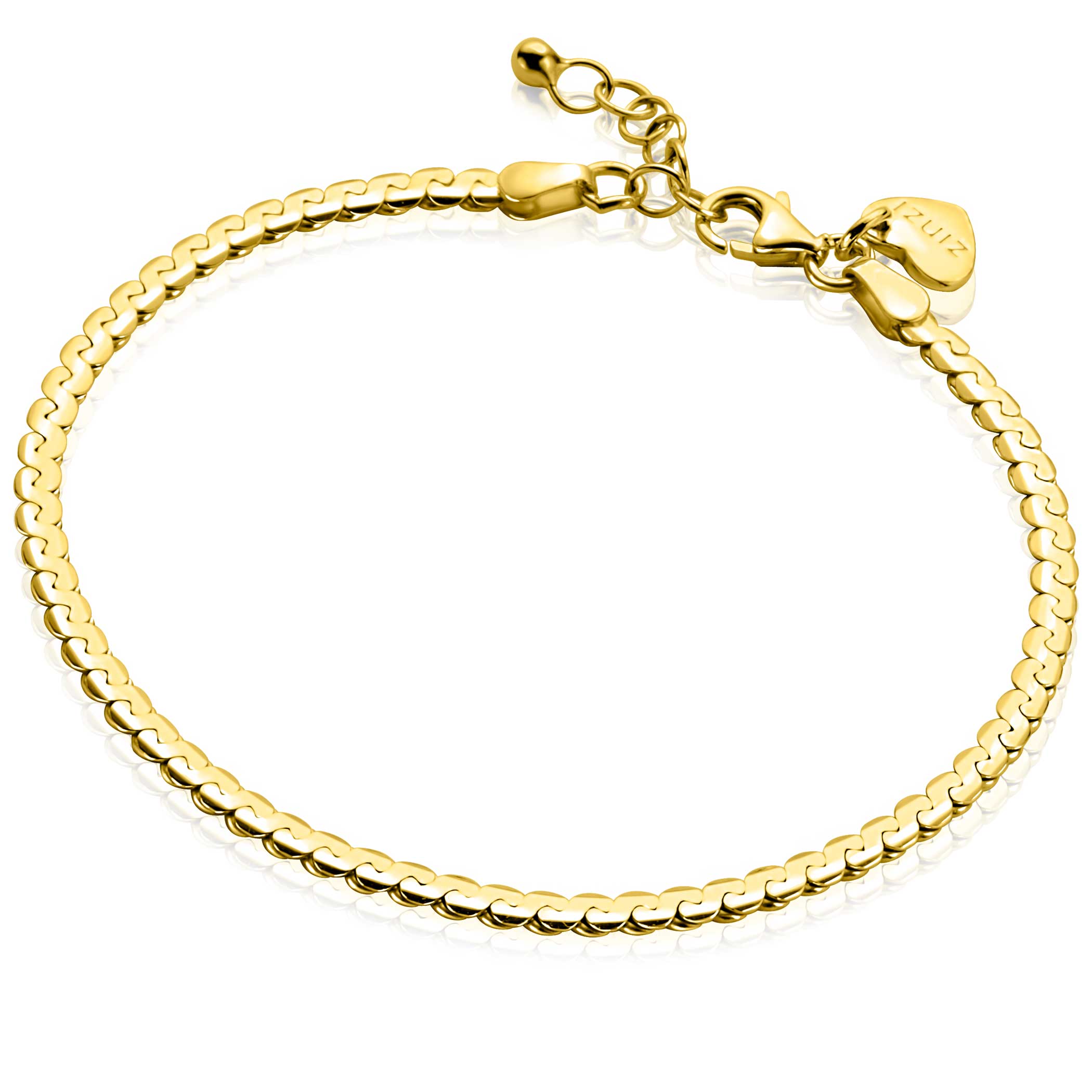 ZINZI gold plated zilveren schakel armband 3mm breed 18-21cm ZIA2647G