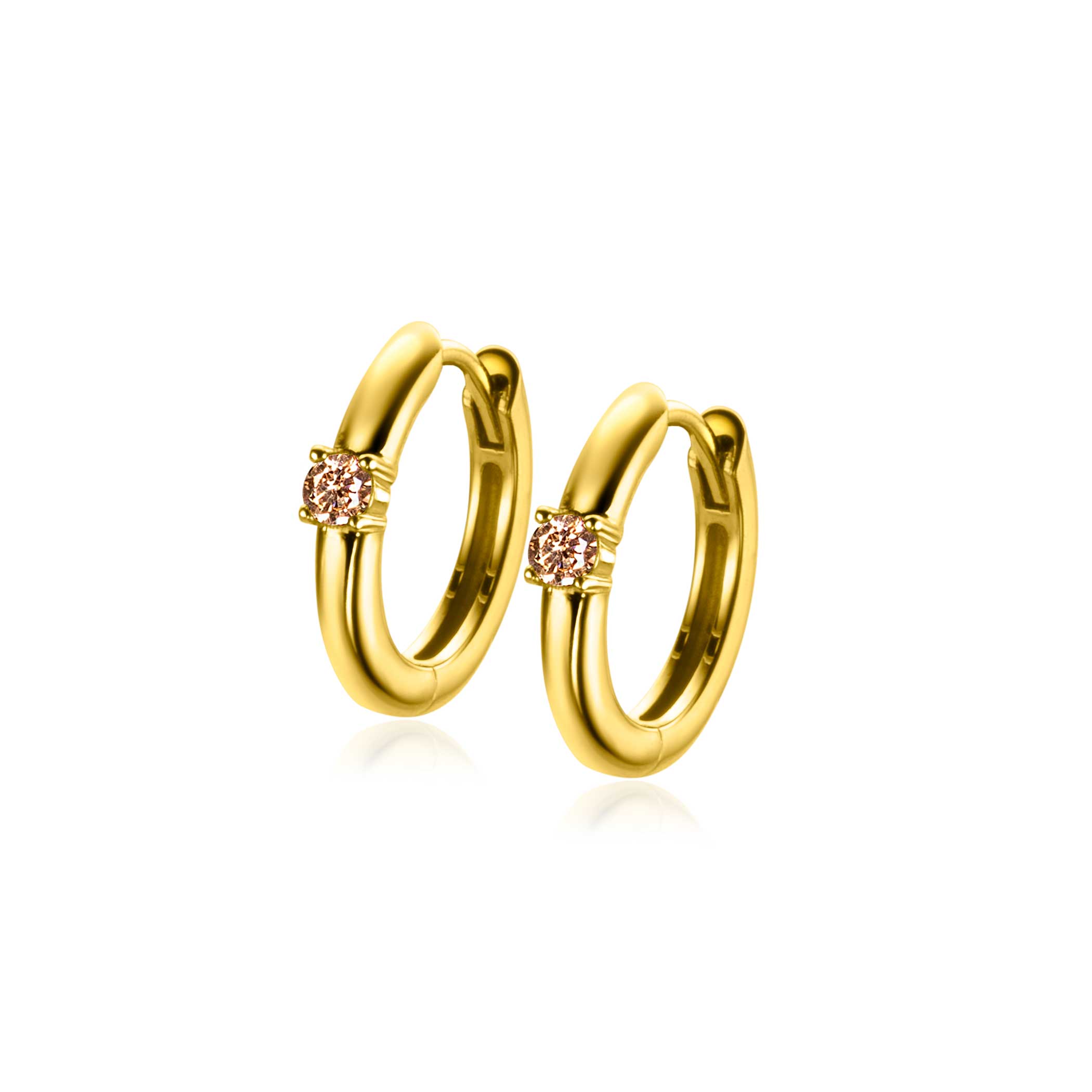 NOVEMBER oorringen 13mm gold plated met geboortesteen geel citrien zirconia 
