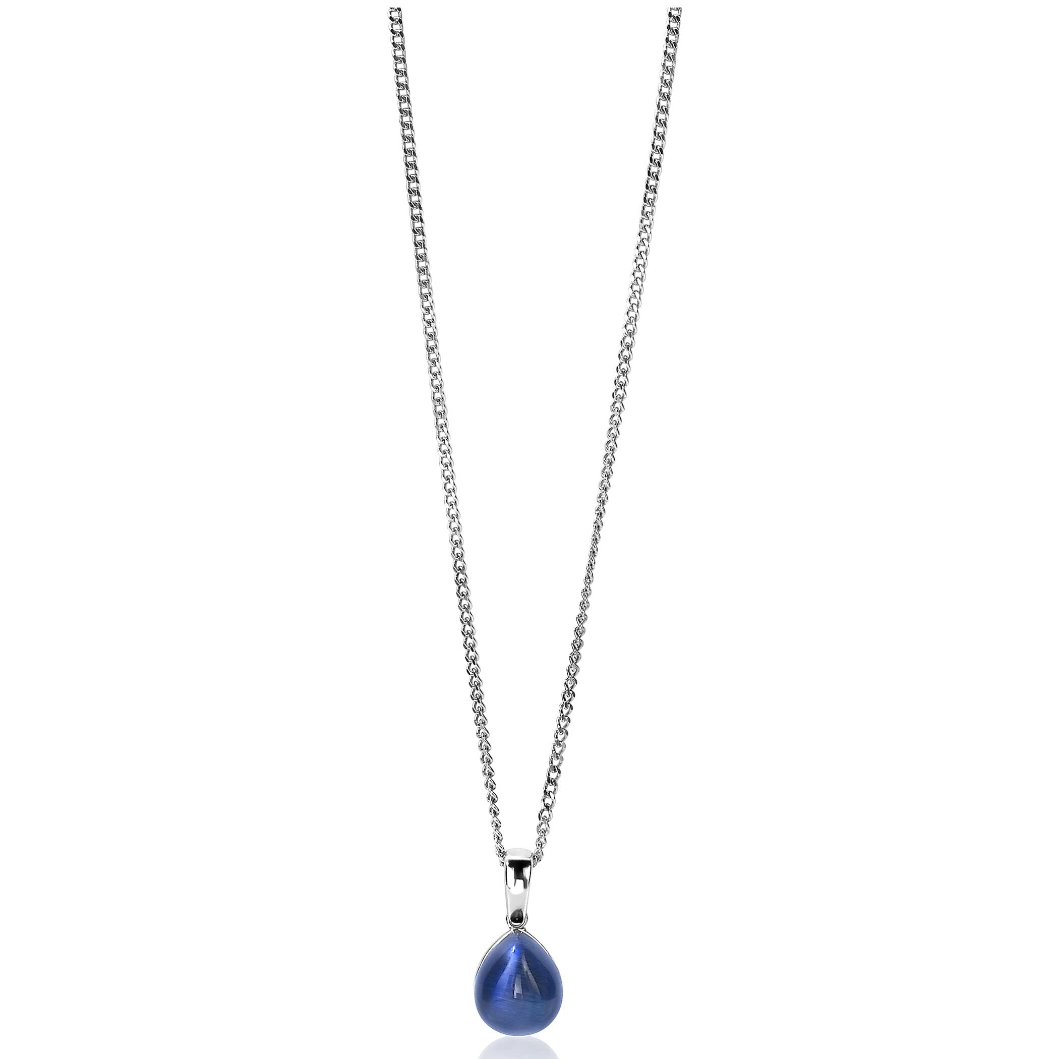 ZINZI zilveren hanger blauw peervorm 20mm ZIH1934B (zonder collier)