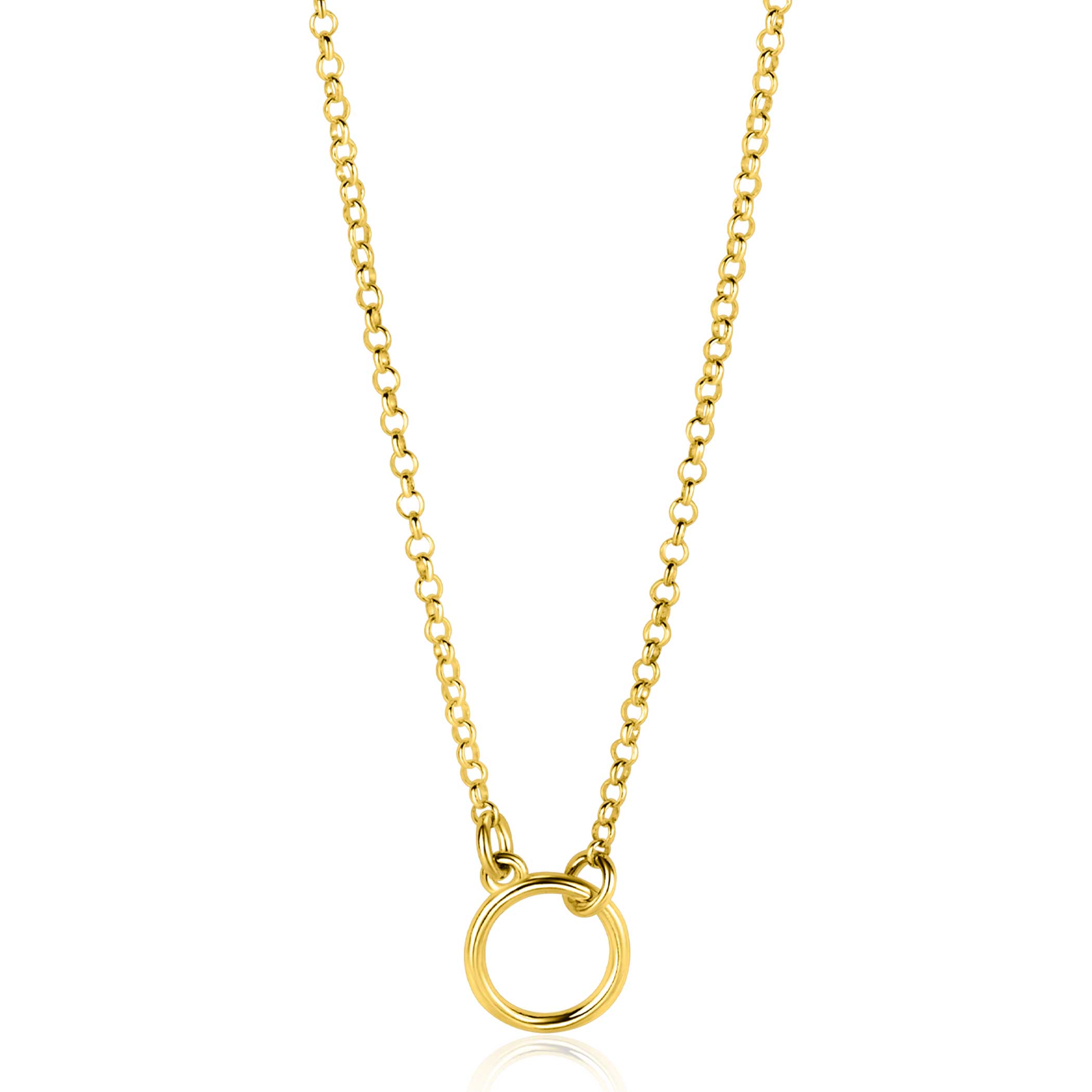 ZINZI gold plated zilveren ketting met open rondje 40-45cm ZIC2523G