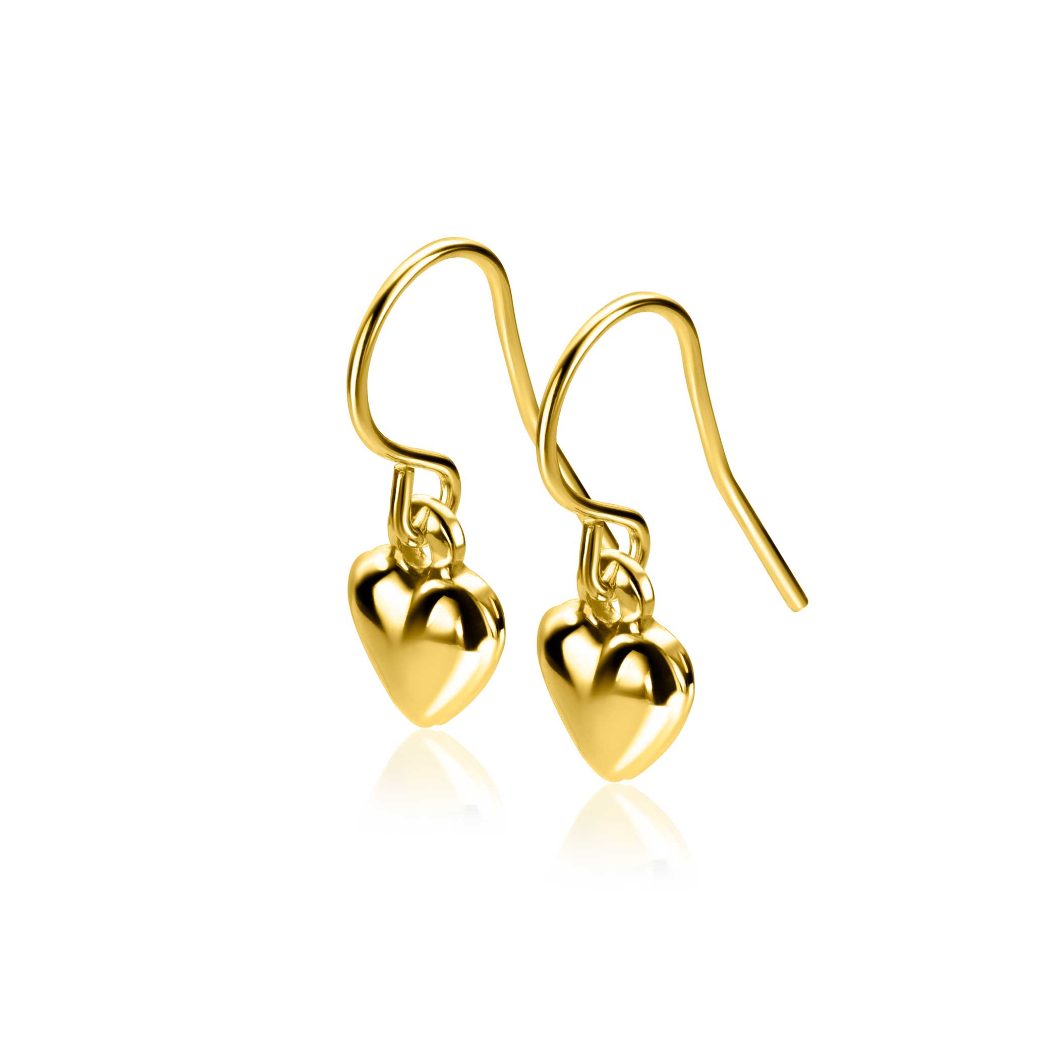 23mm ZINZI gold plated zilveren oorhangers met bol hart ZIO2661