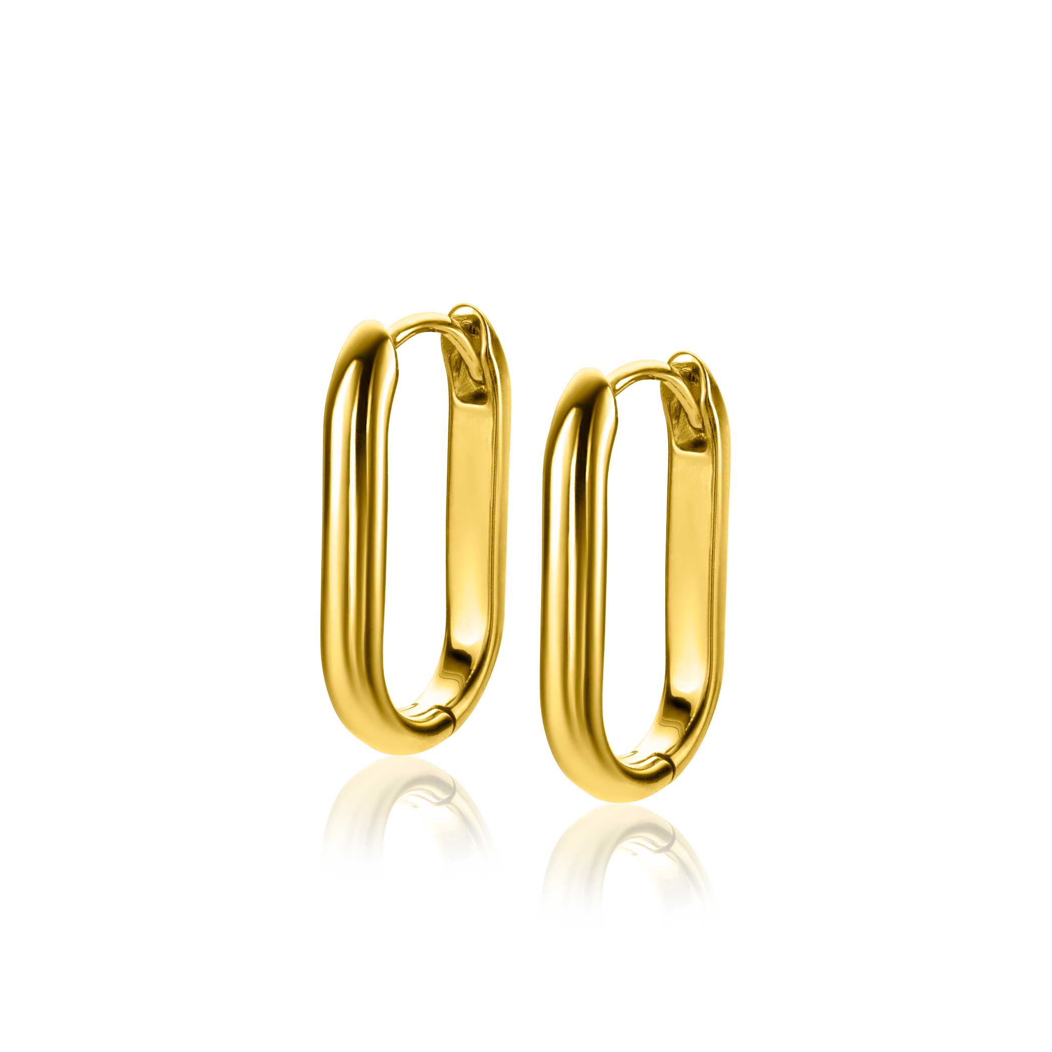 20mm ZINZI gold plated zilveren oorringen in ovale vorm met ronde buis 3mm breed ZIO2605G