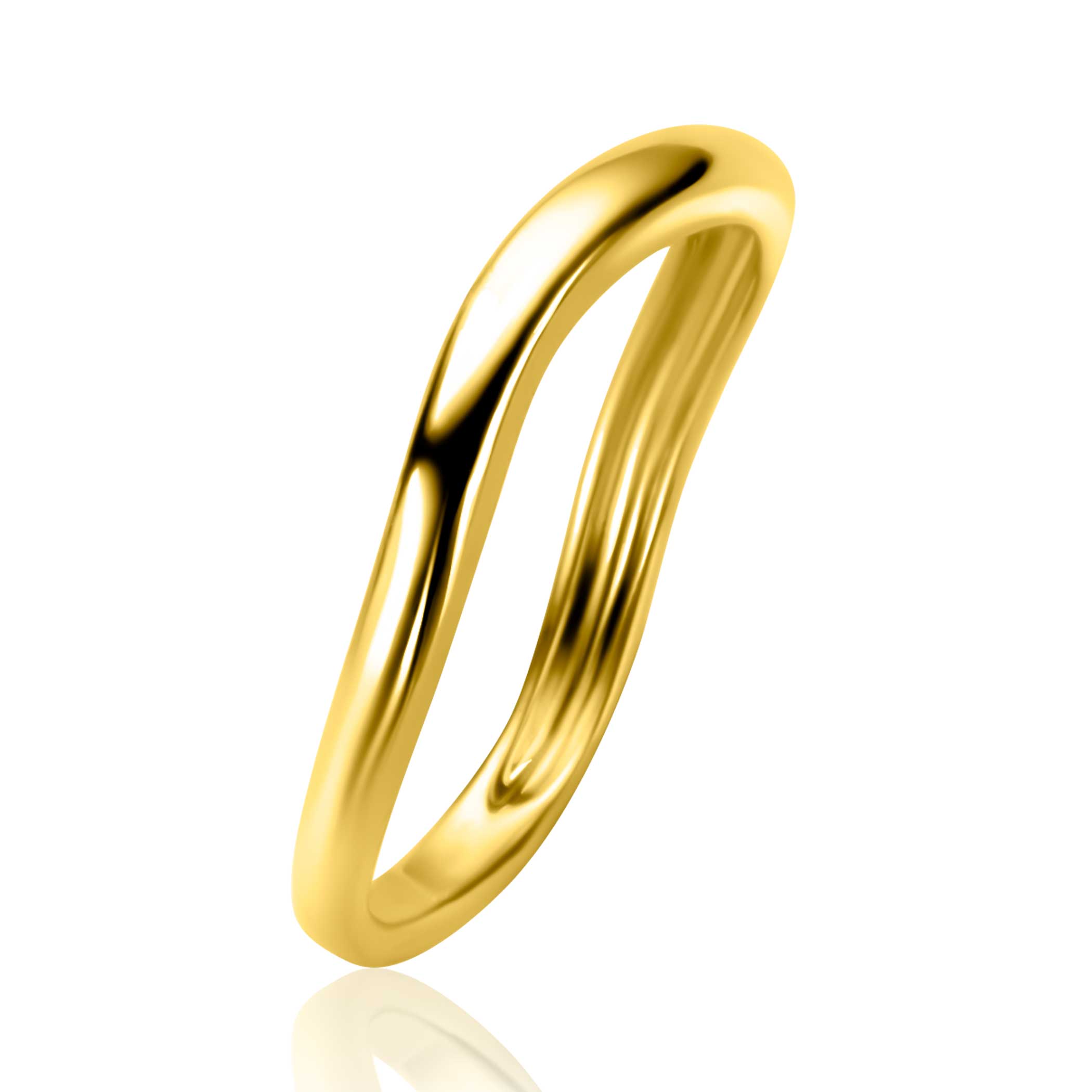 ZINZI gold plated zilveren gladde ring organisch gevormd (3mm breed) ZIR2656G