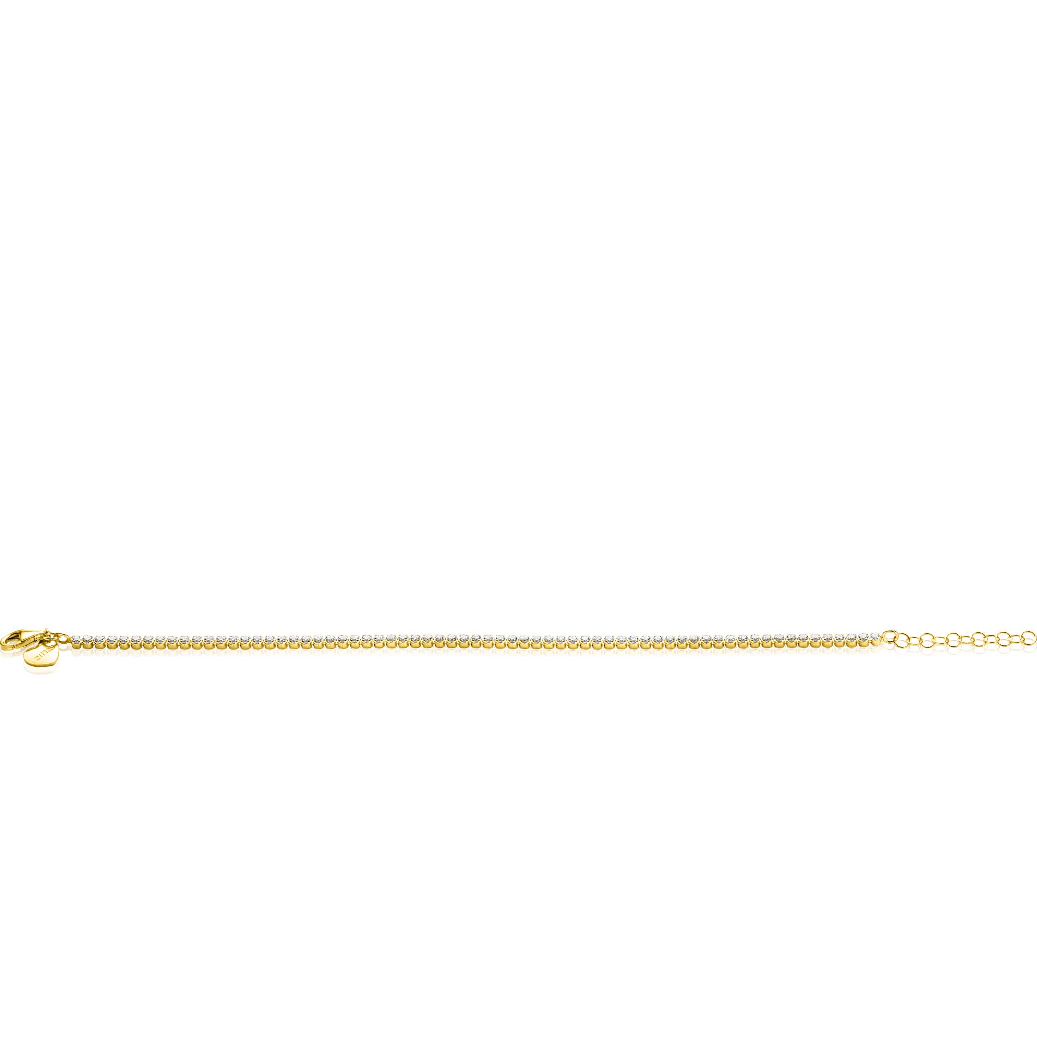 ZINZI gold plated zilveren tennis armband 2,5mm breed en bezet met witte zirconia's in ronde kastzettingen 17-20cm ZIA2590Y