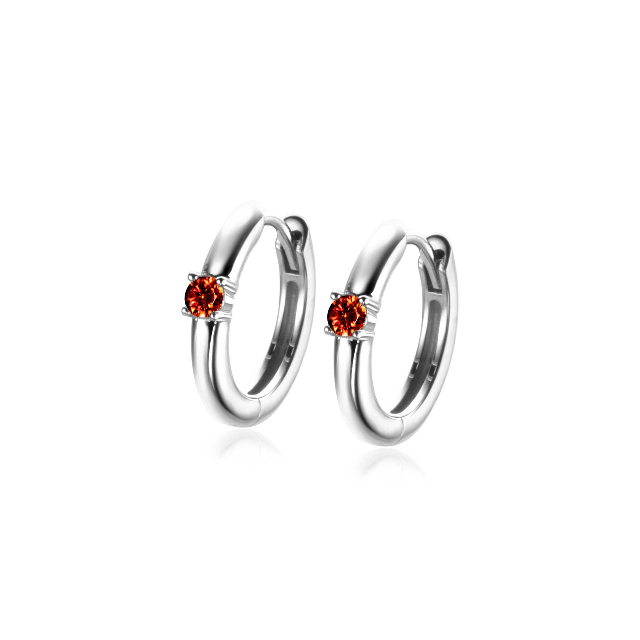 JANUARI oorringen 13mm zilver met geboortesteen rood granaat zirconia
