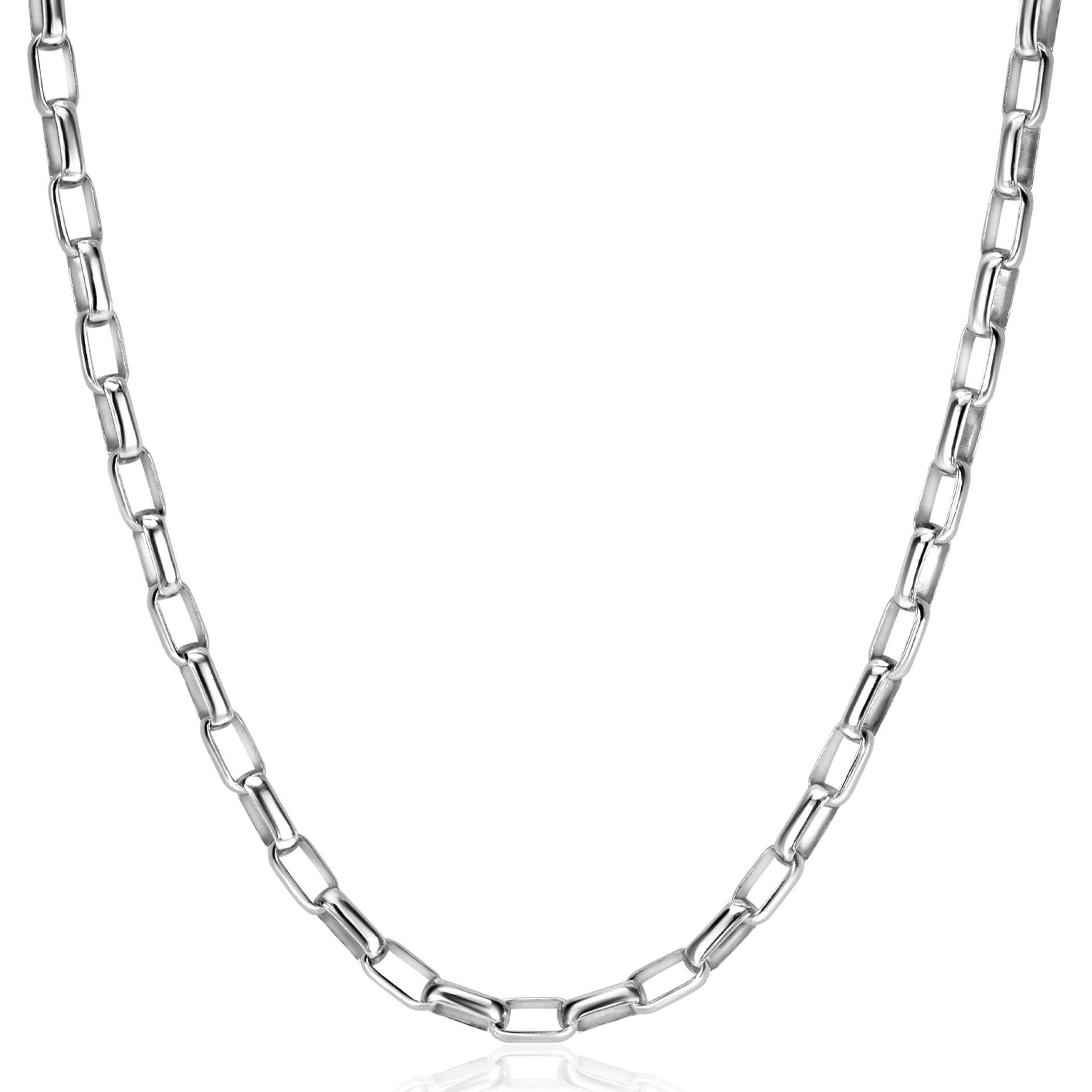 ZINZI zilveren stoere schakelketting 45cm met rechthoekige schakels 3,8mm breed ZIC2514