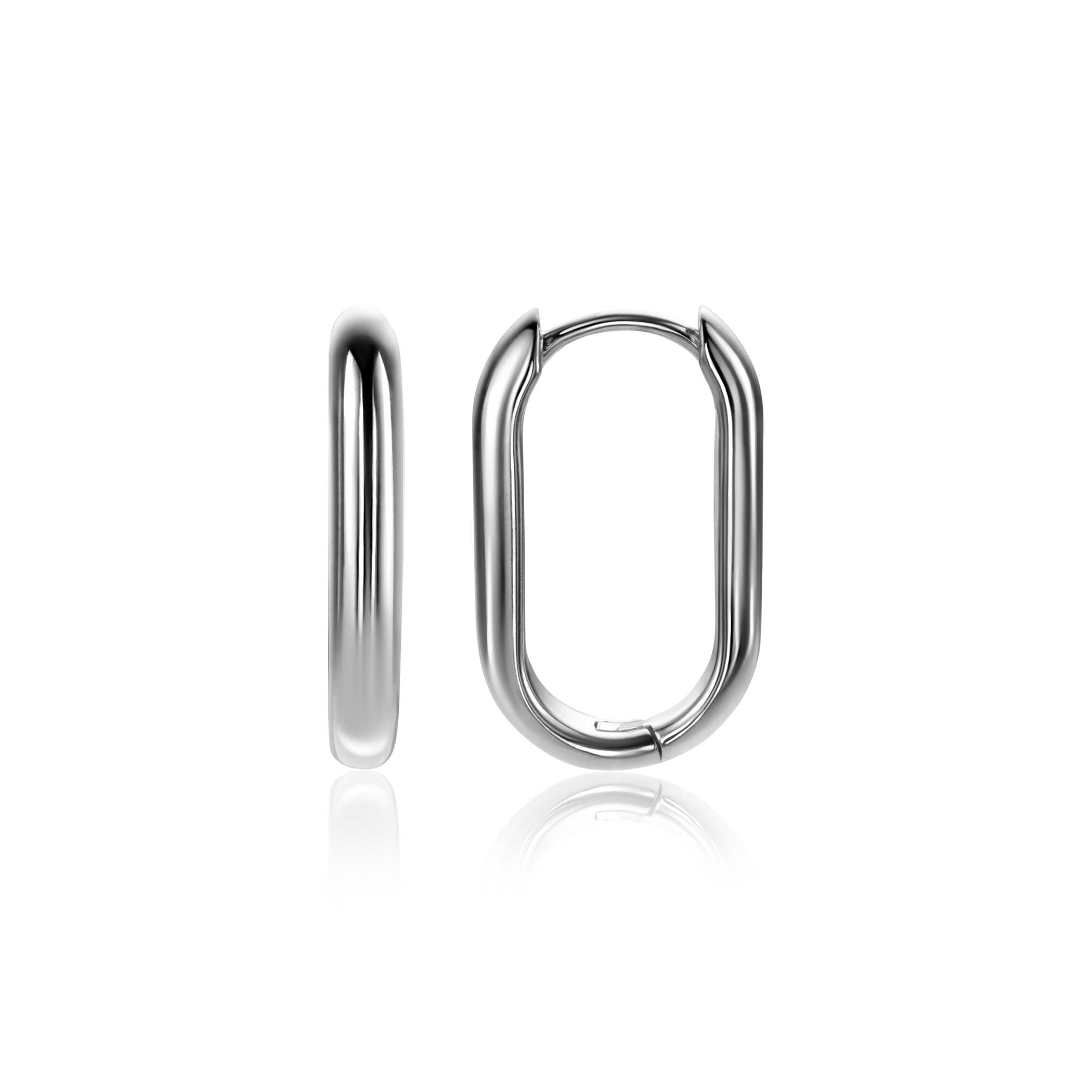 20mm ZINZI zilveren oorringen in ovale vorm met ronde buis 3mm breed ZIO2605