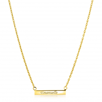 ZINZI gold plated zilveren ketting 45cm met glanzend plaatje om te graveren ZIC2344G