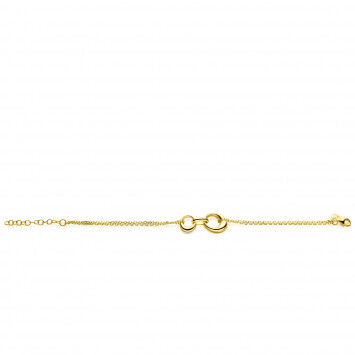 ZINZI gold plated zilveren multi-look armband met drie aan elkaar verbonden organische vormen 17-20cm ZIA2671