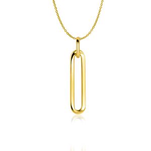 ZINZI Gold 14 krt gouden hanger 26mm met lange trendy paperclip-schakel ZGH358 (zonder collier)