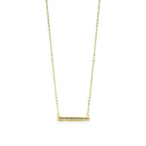 ZINZI Gold 14 karaat gouden collier staafje wit 45cm ZGC182