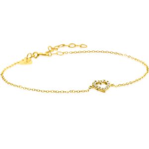 ZINZI Gold 14 krt gouden armband met sierlijk open hartje (7mm), bezet met witte zirconia's 16,5-19,5cm ZGA450
