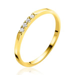 ZINZI Gold 14 krt gouden ring (1,7mm breed) bezet met vier witte zirconia's ZGR407