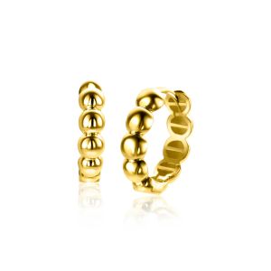 13mm ZINZI Gold 14 krt gouden oorringen met bolletjes design met luxe klapsluiting 13mm x 3,3mm buis ZGO432