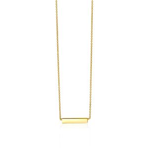 ZINZI Gold 14 karaat gouden collier plaatje glad 42cm ZGC176