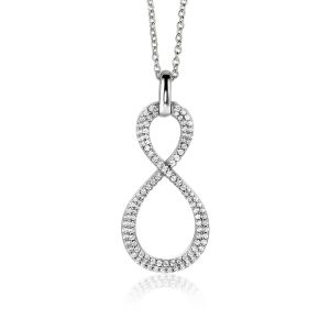 35mm ZINZI zilveren hanger Infinity bezet met witte zirconia's ZIH2570 (zonder collier)