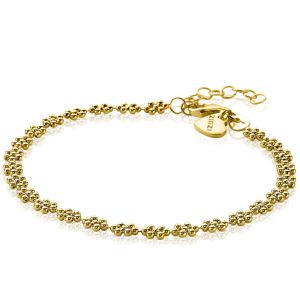 ZINZI zilveren fantasie armband 14K geel verguld bolletjes bloemvorm 17-20cm ZIA2184G