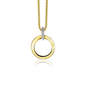 17mm ZINZI gold plated zilveren ronde hanger met sluitring ZIH2060Y (zonder collier)