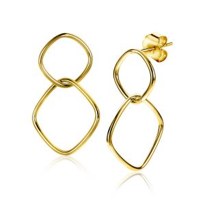 ZINZI zilveren trendy oorhangers 14K geel verguld 45mm verbonden grote vierkanten ZIO2096G