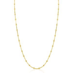 ZINZI gold plated zilveren slangen-ketting met vierkant geslepen schakels en 40 verfijnde glanzende bolletjes (2,5mm breed) 43-45cm ZIC2471G