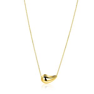 ZINZI gold plated zilveren ketting met horizontale druppelvormige hanger 40-45 cm ZIC2589G