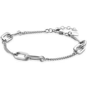 ZINZI zilveren gourmet armband met zes ovale schakels 7mm breed 17-20cm ZIA2412