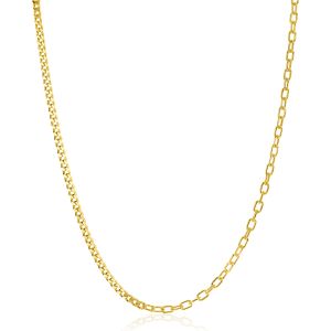 ZINZI gold plated zilveren multi-schakelketting met gourmet en paperclip schakels 2,7mm breed 43-45cm ZIC2468G