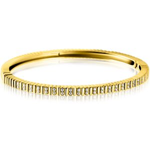 ZINZI gold plated zilveren bangle armband 4mm breed, bezet met witte zirkonia's  60mm ZIA2686Y