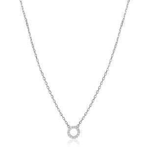 ZINZI zilveren ketting met open rondje (7,5mm) bezet met witte zirconia's 40-45cm ZIC2550