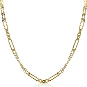 ZINZI zilveren ketting 45cm in 14K geel verguld waarbij diverse trendy schakels zijn gecombineerd ZIC1991G