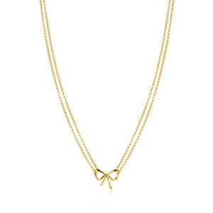 ZINZI gold plated zilveren multi-look ketting met sierlijke strik 40-43cm ZIC2677