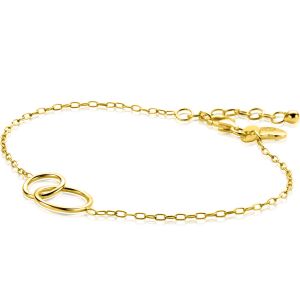 ZINZI zilveren 14K geelvergulde paperclip schakel armband met ronde vormen 17-20cm ZIA2275G