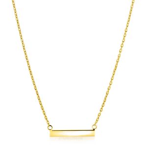 ZINZI gold plated zilveren ketting 45cm met glanzend plaatje om te graveren ZIC2344G