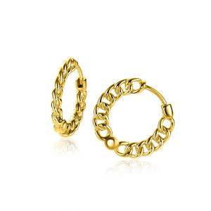 17mm ZINZI gold plated zilveren oorringen, vanaf zijkant gourmet schakel zichtbaar, 2mm breed, met luxe klapsluiting  ZIO1414G