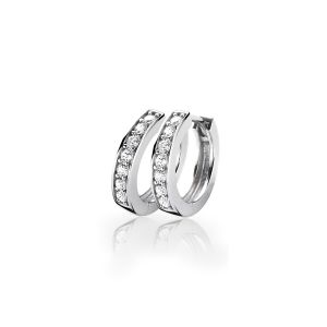 Zinzi zilveren oorringen 15 x 3mm witte zirconia's met luxe klapsluiting ZIO191Z
