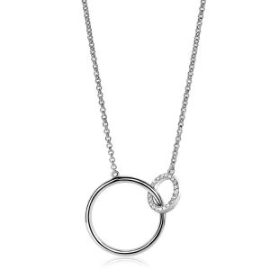 ZINZI zilveren ketting open rond wit 45cm ZIC1743