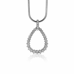 ZINZI zilveren luxe hanger 23 mm open druppelvorm witte zirconia's ZIH2123 (zonder collier)