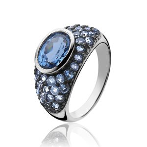 ZINZI zilveren ring blauw ZIR1045B