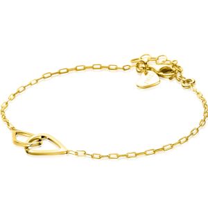 ZINZI gold plated zilveren armband met paperclip-schakels, waarbij in het midden twee druppelvormen mooi met elkaar verbonden zijn 17-20cm ZIA2634