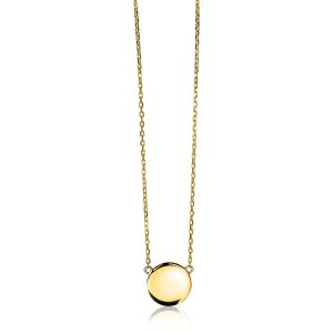 ZINZI gold plated zilveren ketting 43cm met rond plaatje 15mm om te graveren ZIC2345G