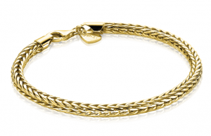 ZINZI zilveren vossenstaart armband 14K geel verguld 4mm breed ZIA1925G21