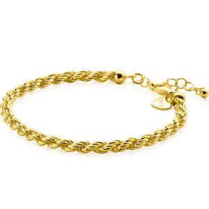 ZINZI gold plated zilveren koord armband 4mm breed ZIA2343G